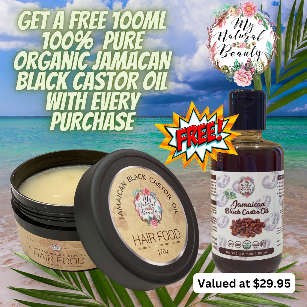   An overview of some of the amazing active ingredients found in My Natural Beauty’s Jamaican Black Castor Oil Hair Food:   Jamaican Black Castor Oil is the main ingredient in this amazing product. As well as some other very beneficial ingredients for the hair and scalp. Jamaican Black Castor Oil is a natural hair growth remedy. 