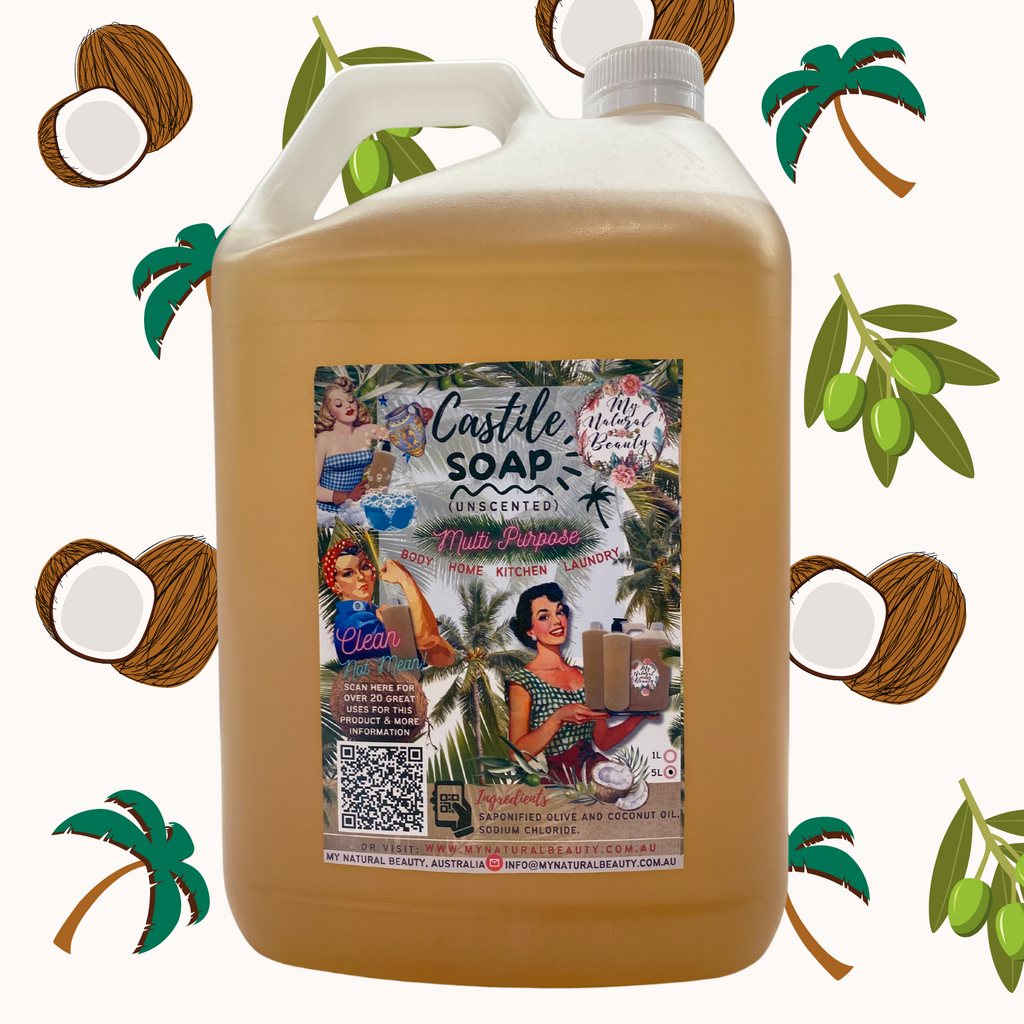 Castile soap can be combined with witch hazel or rosewater and a carrier oil of your choice to make a natural makeup remover. Mix equal parts of all three ingredients together and use a cotton ball to gently remove makeup. Then use a washcloth with warm water to remove any remaining residue. Always avoid contact with the eye area.