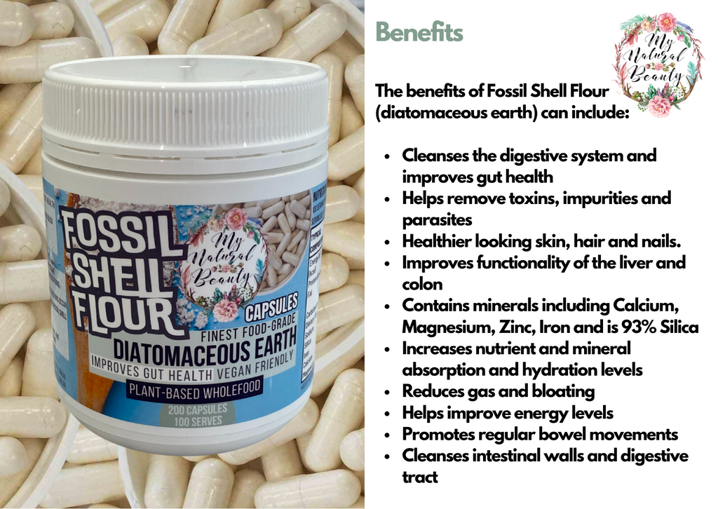 Fossil Shell Flour (Food Grade Diatomaceous Earth) -200 Capsules    FINEST FOOD-GRADE DIATOMACEOUS EARTH Buy online Sydney Australia. NSW