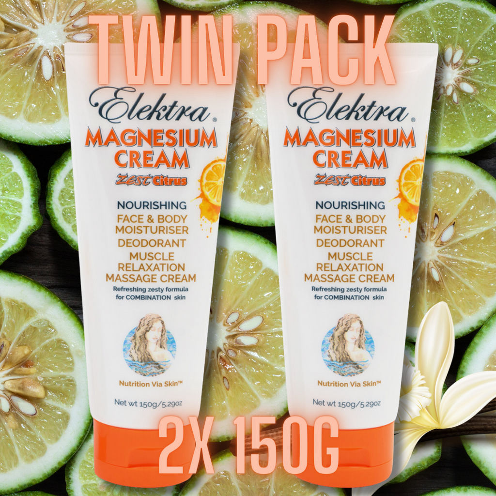Elektra Magnesium Cream- Citrus Zest- TWIN PACK- 2x 150g Tubes