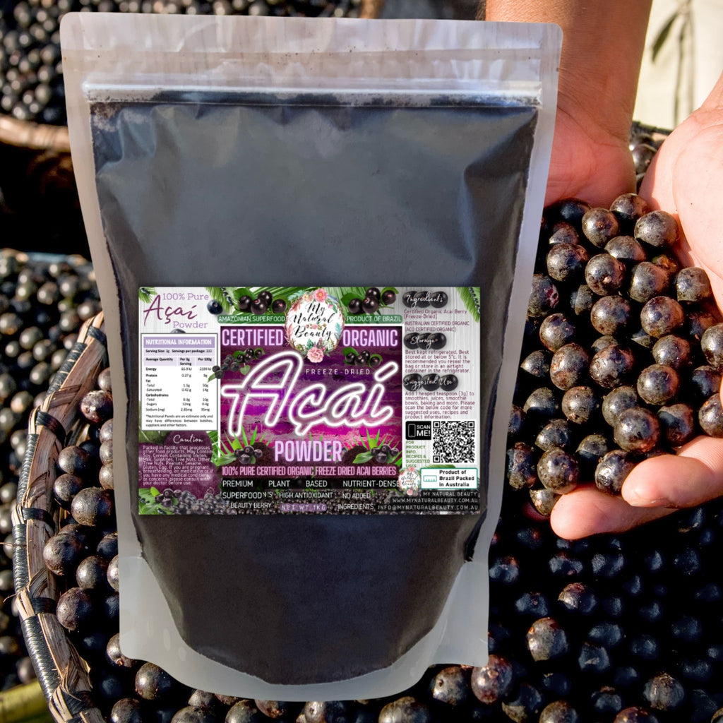 FEATURES:   ✓ 100% Organic. Australian Certified Organic (ACO Certified Organic)  ✓ Freeze-dried for maximum nutrient retention  ✓  Contains only certified organic acai berry.   ✓ No Sugar added. 100% Acai Berries.  ✓ 100% Natural and Pure. Nothing is added!  ✓