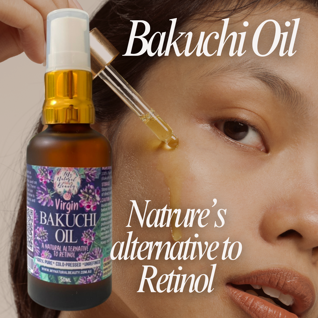 Bakuchi Oil bottle with dropper being applied to skin, close-up of application.