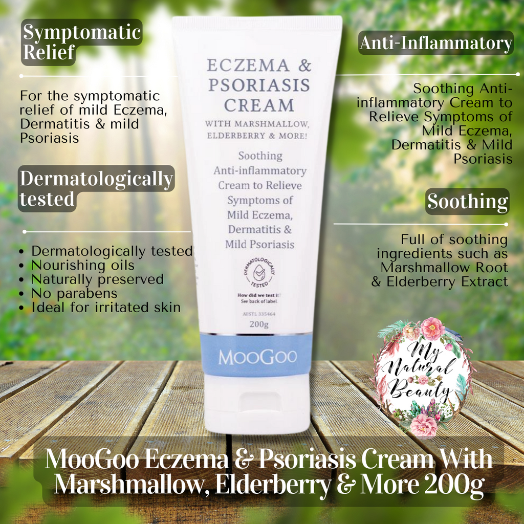 MooGoo Eczema & Psoriasis Cream With Marshmallow, Elderberry & More 200g  (AUSTL 196727)    Soothing Anti-inflammatory Cream to Relieve Symptoms of Mild Eczema, Dermatitis & Mild Psoriasis