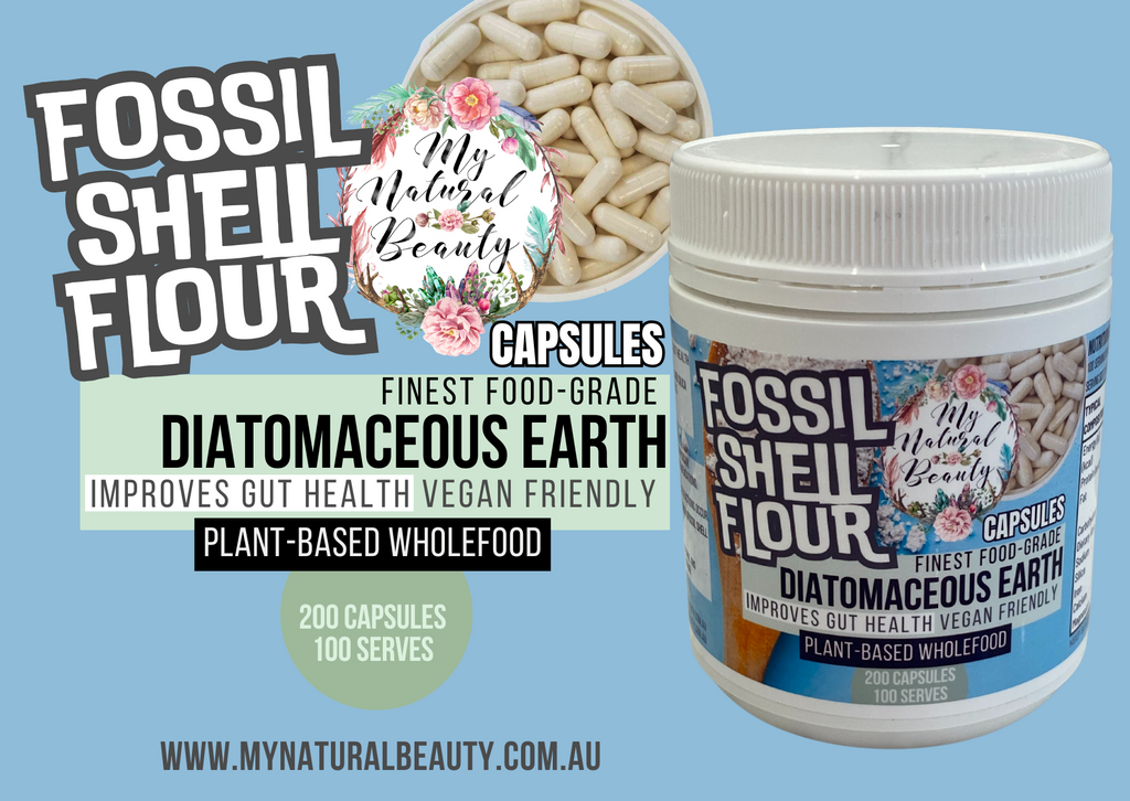 Fossil Shell Flour (Food Grade Diatomaceous Earth) -200 Capsules    FINEST FOOD-GRADE DIATOMACEOUS EARTH Buy online Sydney Australia. NSW