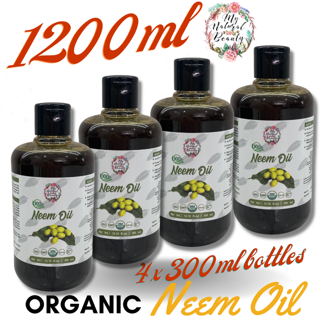 100% PURE ORGANIC NEEM OIL- 1.2 Litres (4 x 300ml bottles)
