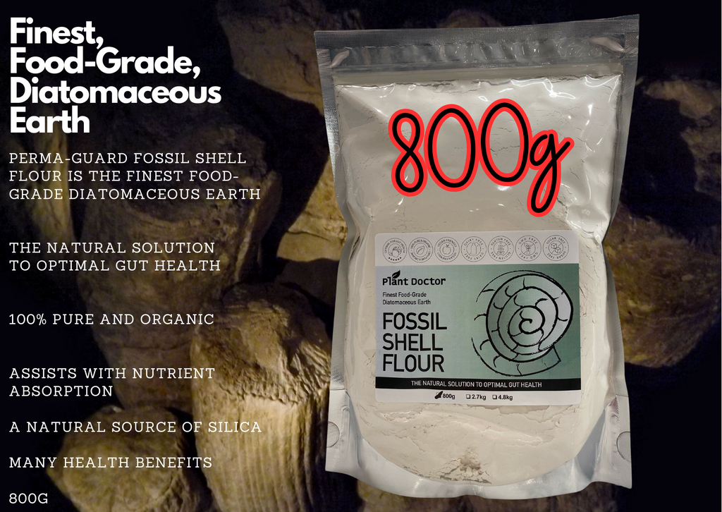 Perma-Guard Fossil Shell Flour ® Food Grade pure Diatomaceous Earth - 100% Pure, organic and comes from fresh water. 800g Perma-guard Fossil Shell Flour® Food Grade DE Diatomaceous Earth HUMAN HEALTH 800g . Buy online Australia. Bulk.