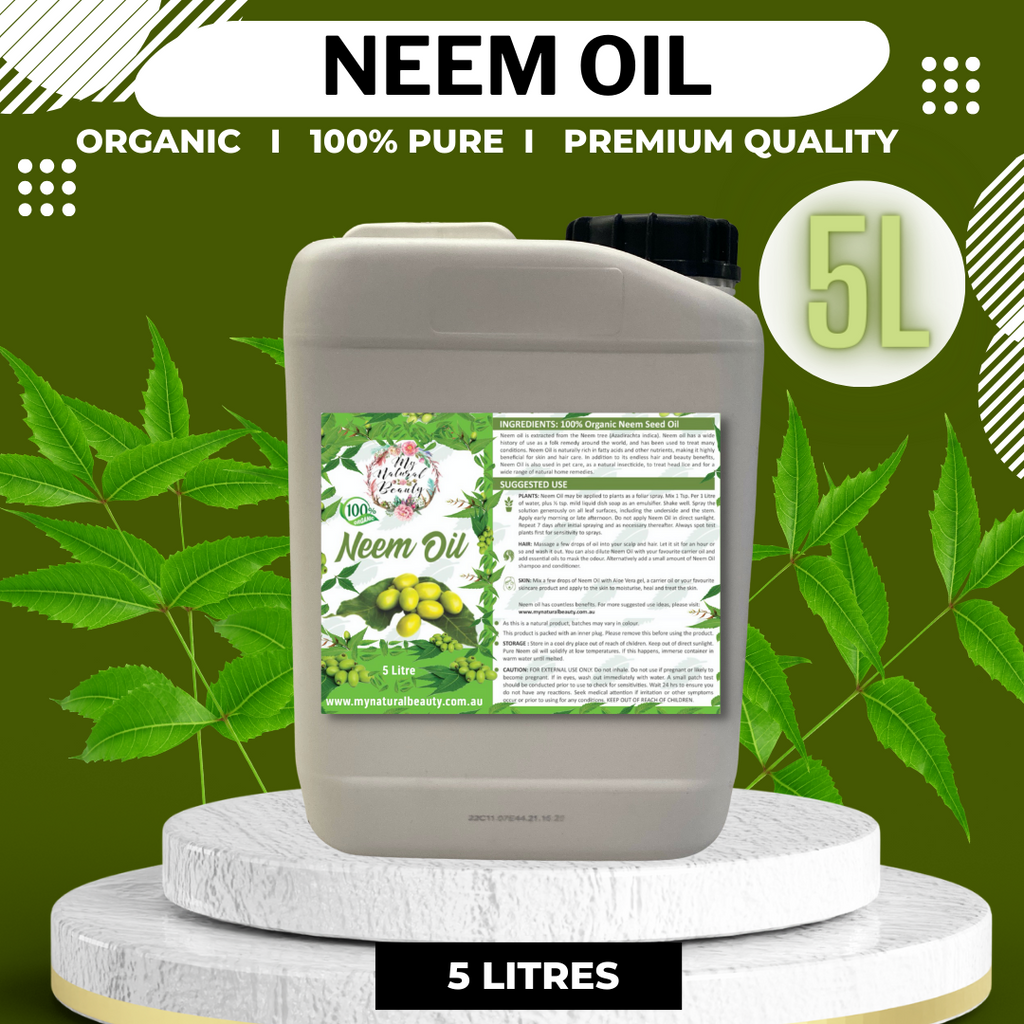 100% Pure Organic Neem Oil- 5 Litre Azadirachta Indica 100% Pure Neem Seed Oil - Buy in Bulk Australia