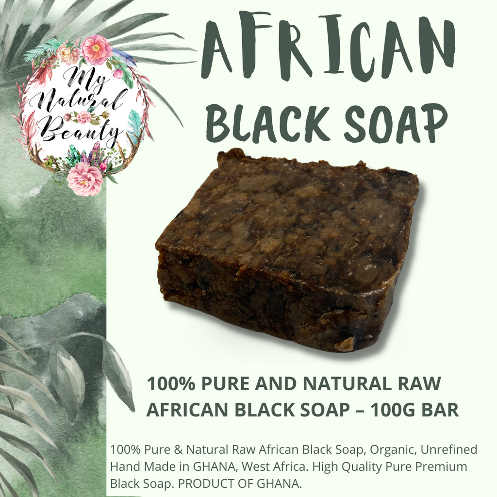 What is it good for? African Black Soap has been used for a long time to treat troubled skin. It's good for fine wrinkles, dark spots, eczema, razor bumps, and clearing blemishes, acne, and rashes. It is also used as a light exfoliator. The soap can also be used on your hair, to treat scalp irritations. The plantain skins give the soap Vitamin A & E, and iron. Because the soap has the highest shea butter content of any soap, it also offers some UV protection. The soap is also good for sensitive skin, mea
