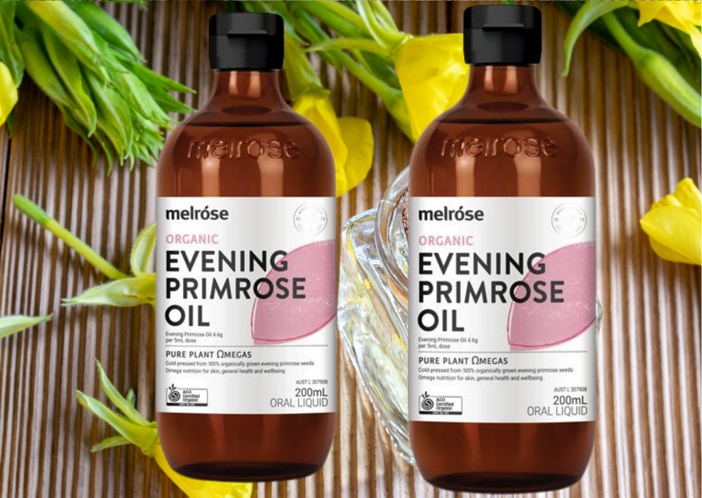  Melrose Organic Evening Primrose Oil is cold-pressed from the seeds of the evening primrose flower, which blooms only at sunset. It is a rich source of gamma-linolenic acid (GLA); a unique omega-6 fatty acid that assists in the production of hormones necessary for many important bodily functions.    Evening Primrose Oil has been used traditionally to help with skin, scalp and hair health. It can be used topically to help nourish and moisturise the skin.