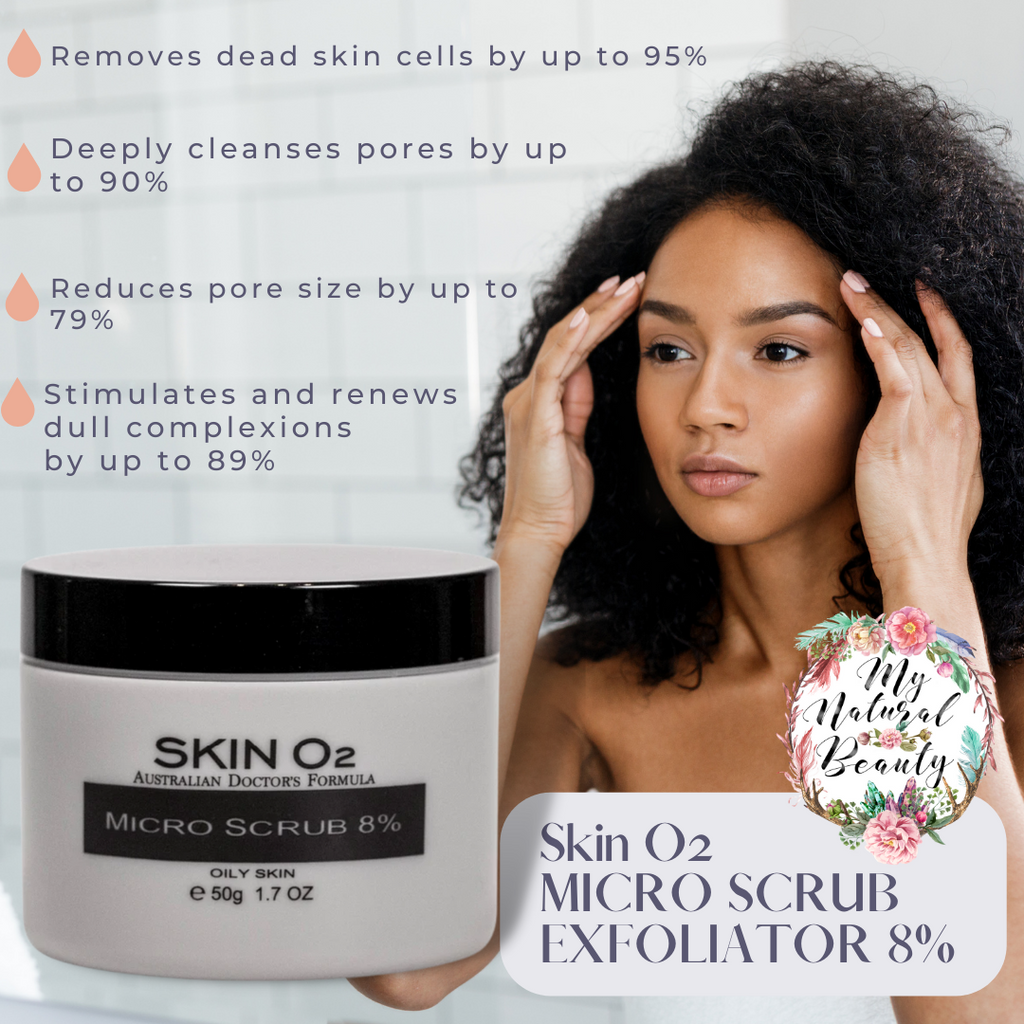 Skin O2 MICRO SCRUB EXFOLIATOR 8%    Skin O2- AUSTRALIAN DOCTOR'S FORMULA   Clear away dead skin cells and unclog pores with our Micro Scrub Exfoliator with 8% Glycolic Acid (AHA). 