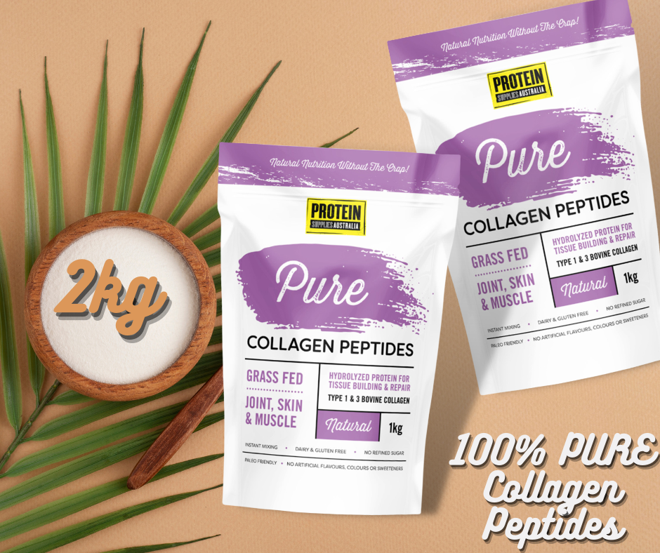  After countless months of research & development, Protein Supplies Australia have created what they believe is the greatest natural, ultra-clean and nutritionally superior Collagen Peptide range on the earth.   Perfect for those looking for a Collagen that mixes instantly, taste amazing and doesn't contain any artificial additives or unnecessary fillers. 