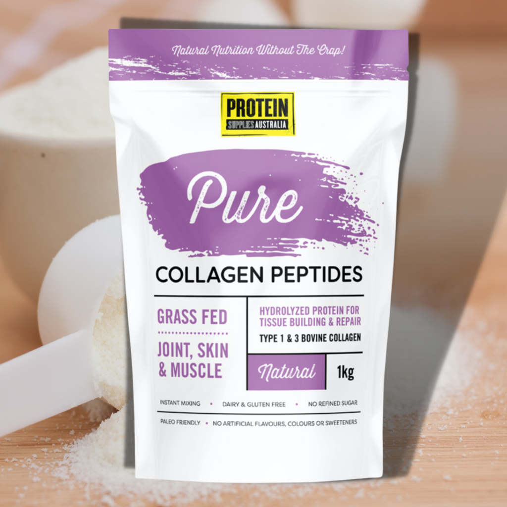 Protein Supplies Australia Collagen Peptides Pure 1kg     For Joints, Skin and Muscle Natural- 1kg Grass Fed  Hydrolyzed Protein for Tissue Building and Repair Type 1 & 3 Bovine Collagen Zero Carb Instant Mixing Dairy and Gluten Free No refined sugar No artificial flavours, colours or sweeteners. Free Shipping Australia Wide