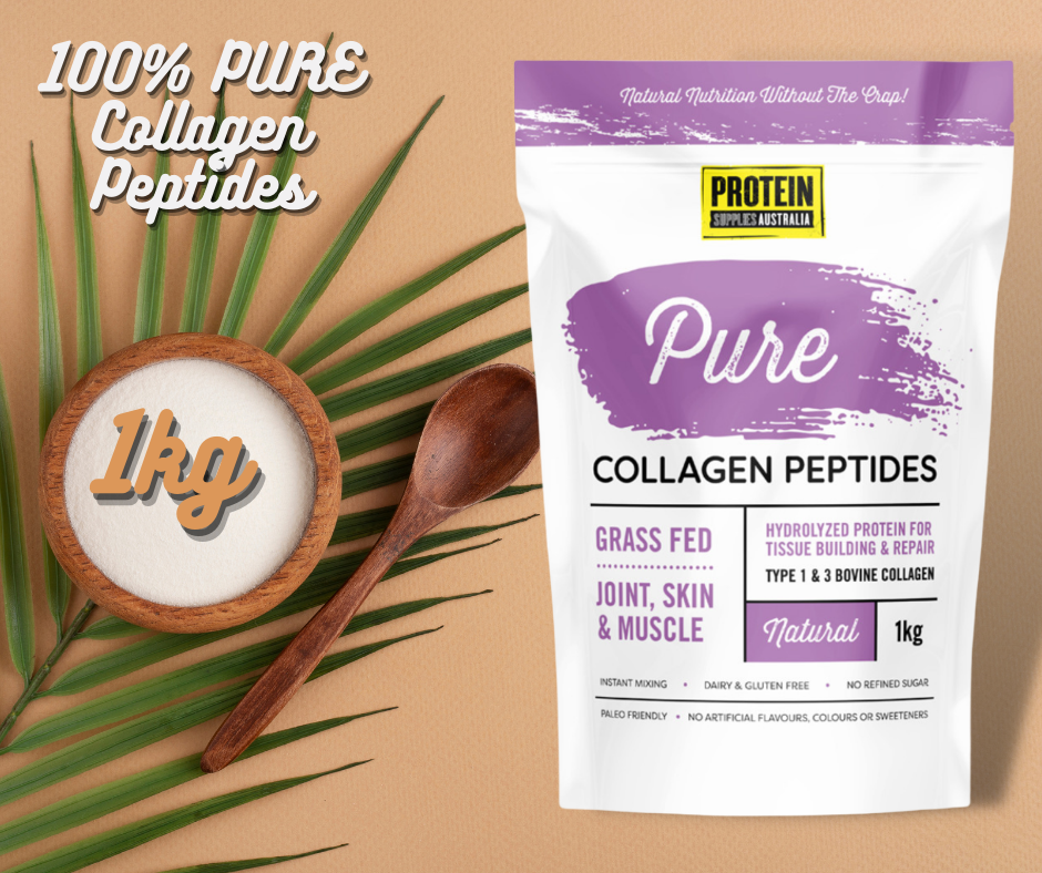 Protein Supplies Australia Collagen Peptides Pure 1kg or 2kg (2x 1kg)