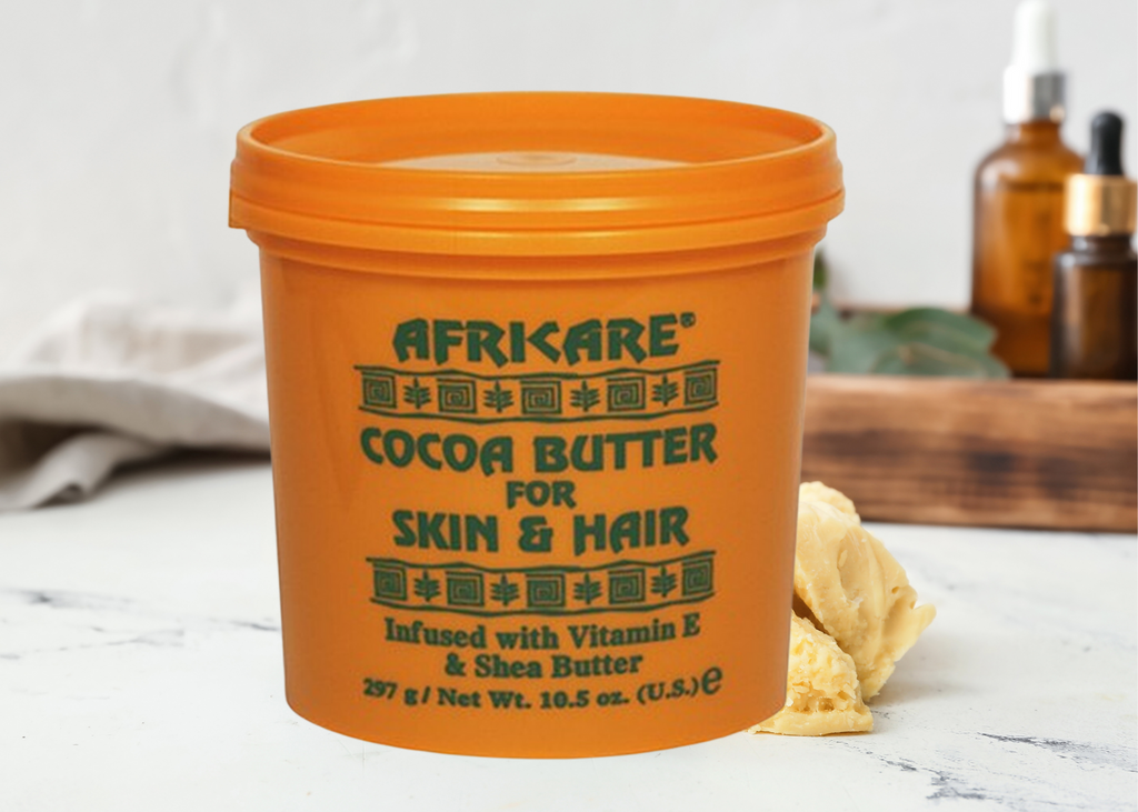 Cocoa Butter for Skin & Hair is specially formulated with Shea Butter and Vitamin E to repair dry and damaged skin. This rich moisturiser helps prevent stretch marks, soften skin marks and eliminate ash. When used on hair it helps condition, moisturise and enhance all hair types. Use daily and you will see and feel the difference.  