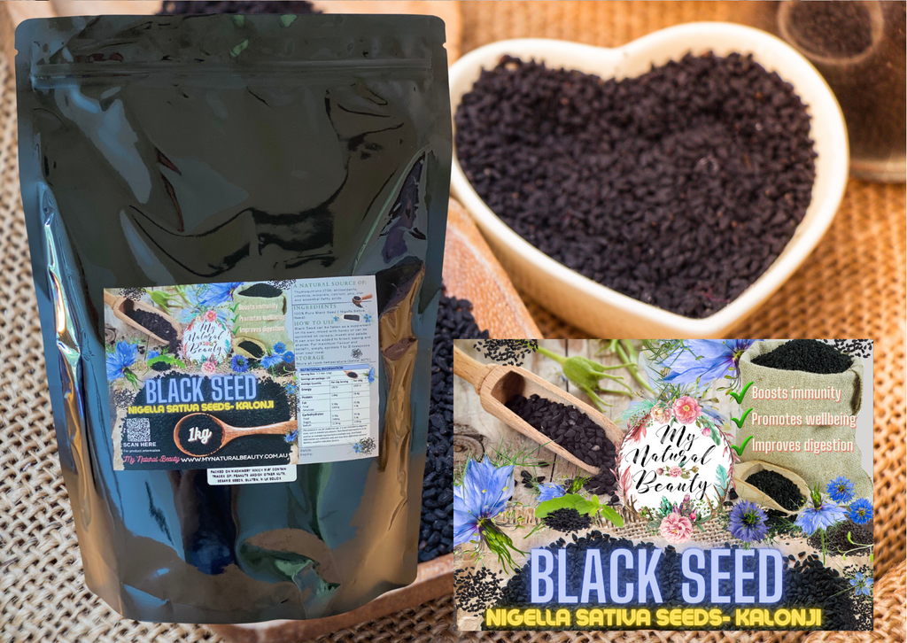BLACK SEED- 1kg Nigella Sativa Seeds- Kalonji   •	Boosts immunity •	A natural source of Thymoquinone (TQ), antioxidants, vitamins, minerals and essential fatty acids. •	Promotes wellbeing •	Improves digestion