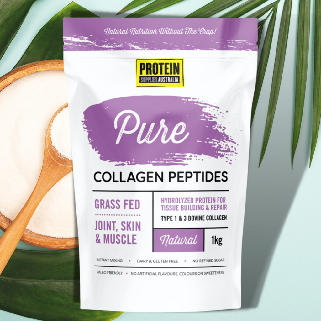 Protein Supplies Australia Collagen Peptides Pure 1kg     For Joints, Skin and Muscle Natural- 1kg Grass Fed  Hydrolyzed Protein for Tissue Building and Repair Type 1 & 3 Bovine Collagen Zero Carb Instant Mixing Dairy and Gluten Free No refined sugar No artificial flavours, colours or sweeteners. Free Shipping Australia Wide