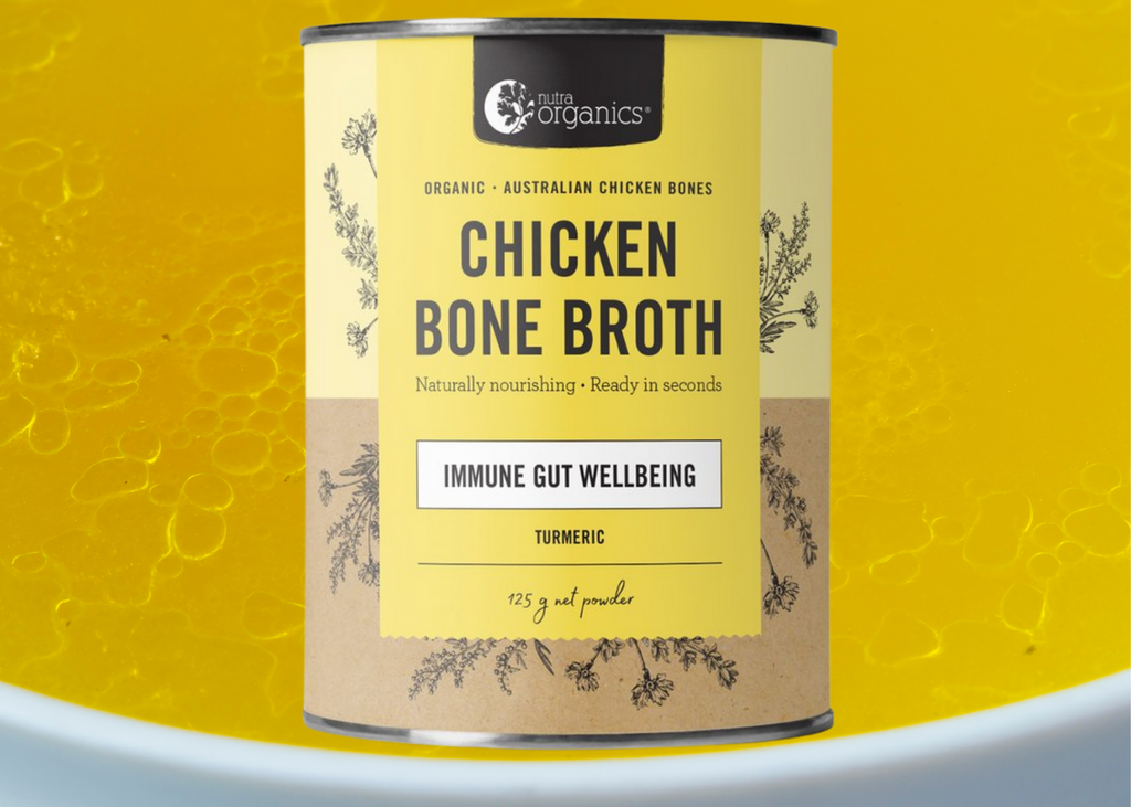 On Sale Nutra Organics Chicken Bone Broth Powder with Turmeric-4x 125g IMMUNE WELLBEING GUT- FREE SHIPPING
