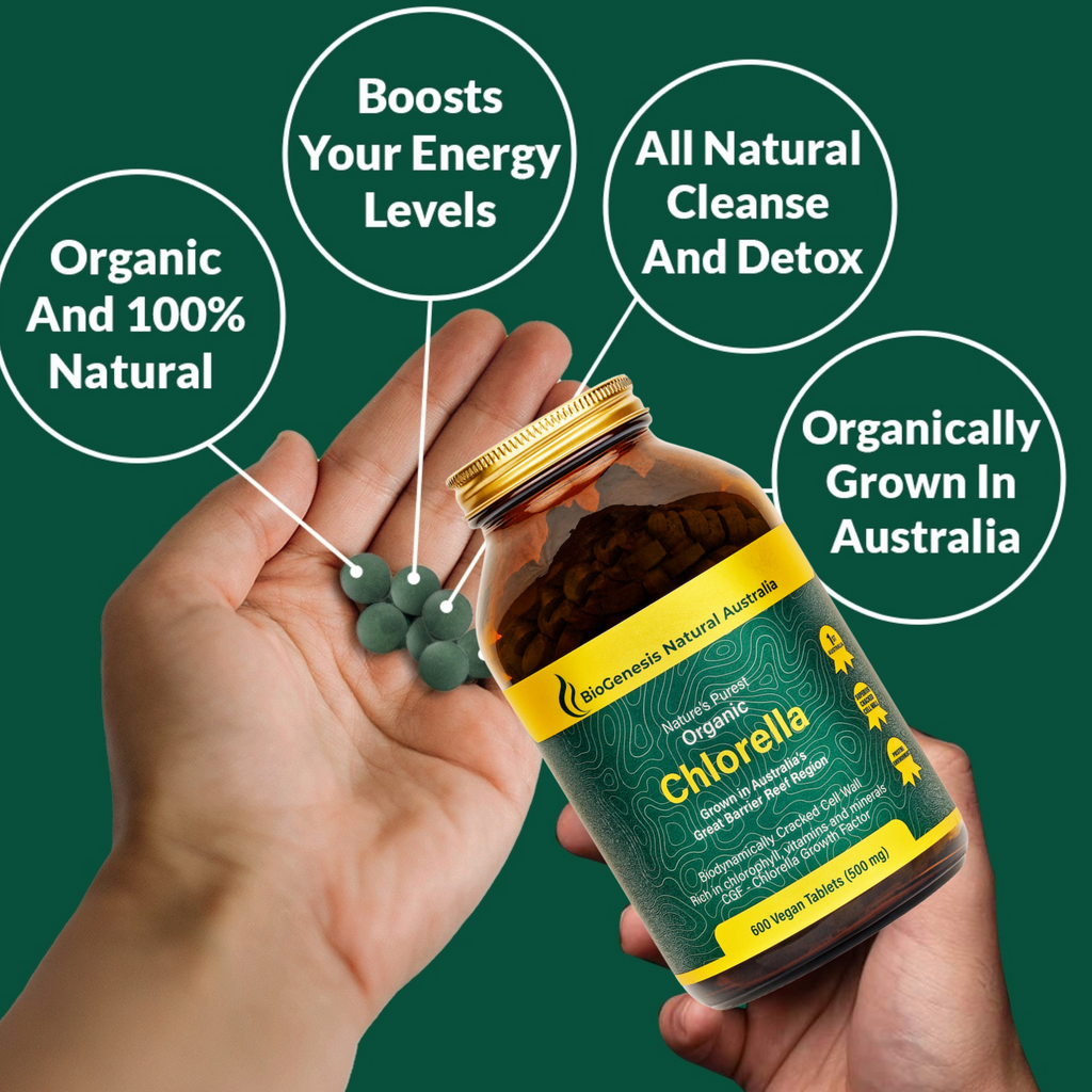  Your Natural Immune Booster  BioGenesis Natural Australia Chlorella tablets are the perfect way to get your daily dose of immunity boosting nutrition! Chlorella has been proven to provide an astounding number of health-protecting benefits.