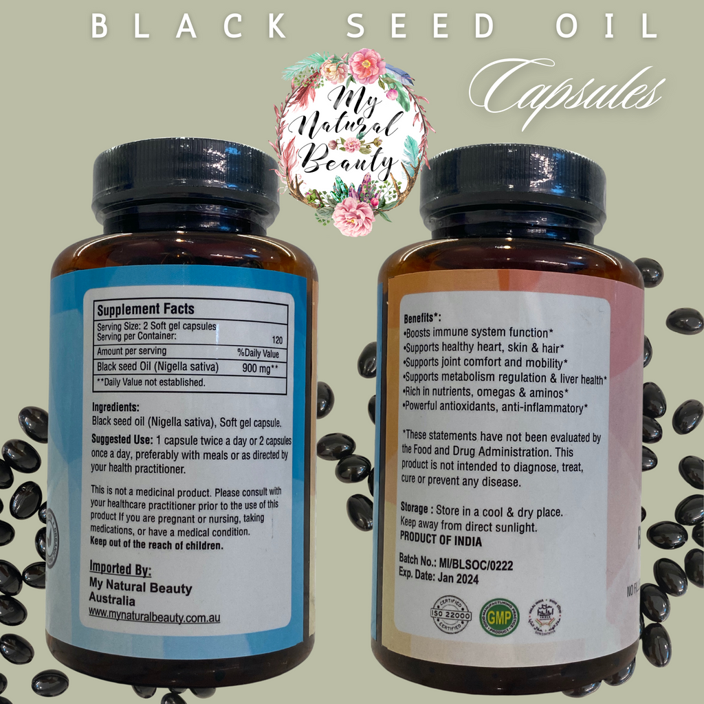  NEW SIZE! We listened to your feedback for a bigger jar of these powerful and much loved Black Seed Oil capsules! These are the same Black Seed Oil Capsules that you all love, SUPERSIZED in a jar double the size of our regular 120 capsule jar. This is a 4 month supply.     Ingredients: 100% Pure Black Seed Oil (Nigella Sativa) (Cold-Pressed), soft gel capsule.