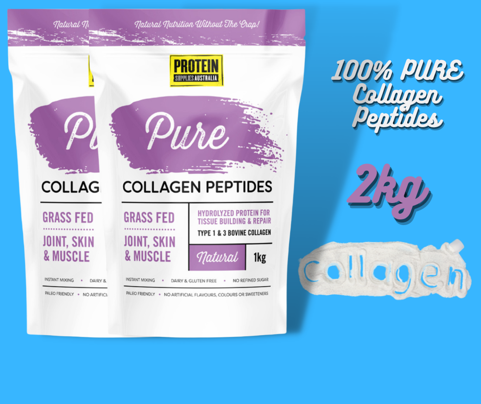  After countless months of research & development, Protein Supplies Australia have created what they believe is the greatest natural, ultra-clean and nutritionally superior Collagen Peptide range on the earth.   Perfect for those looking for a Collagen that mixes instantly, taste amazing and doesn't contain any artificial additives or unnecessary fillers. 