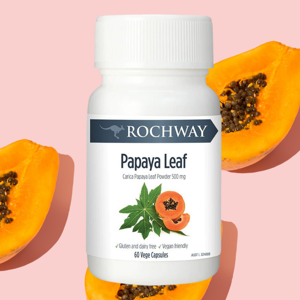 Rochway Papaya Leaf 500mg - 2 jars of 60 capsules