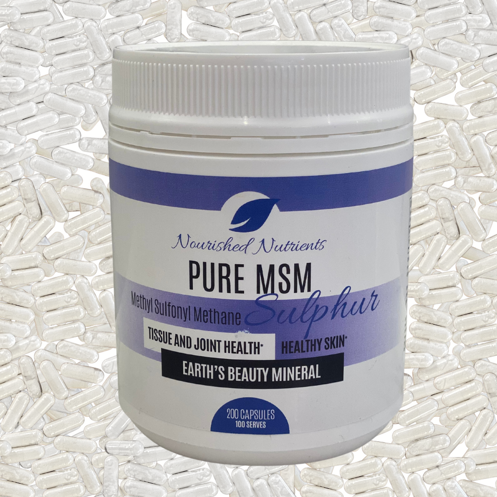 PURE MSM CAPSULES (Methylsulfonylmethane) - 200 capsules         EARTH’S BEAUTY MINERAL   TISSUE AND JOINT HEALTH   HEALTHY SKIN   SUPPORTS COLLAGEN AND KERATIN PRODUCTION         