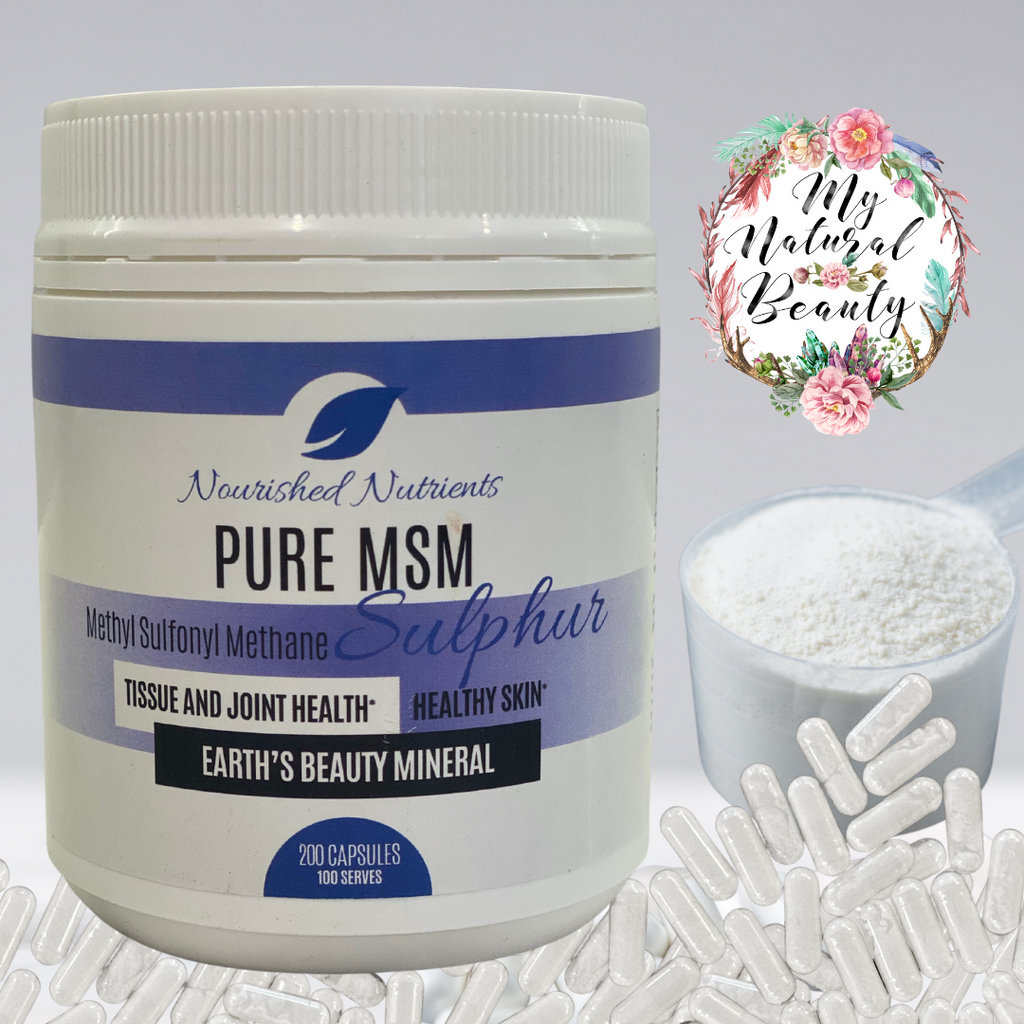 PURE MSM CAPSULES (Methylsulfonylmethane) - 200 capsules         EARTH’S BEAUTY MINERAL   TISSUE AND JOINT HEALTH   HEALTHY SKIN   SUPPORTS COLLAGEN AND KERATIN PRODUCTION         