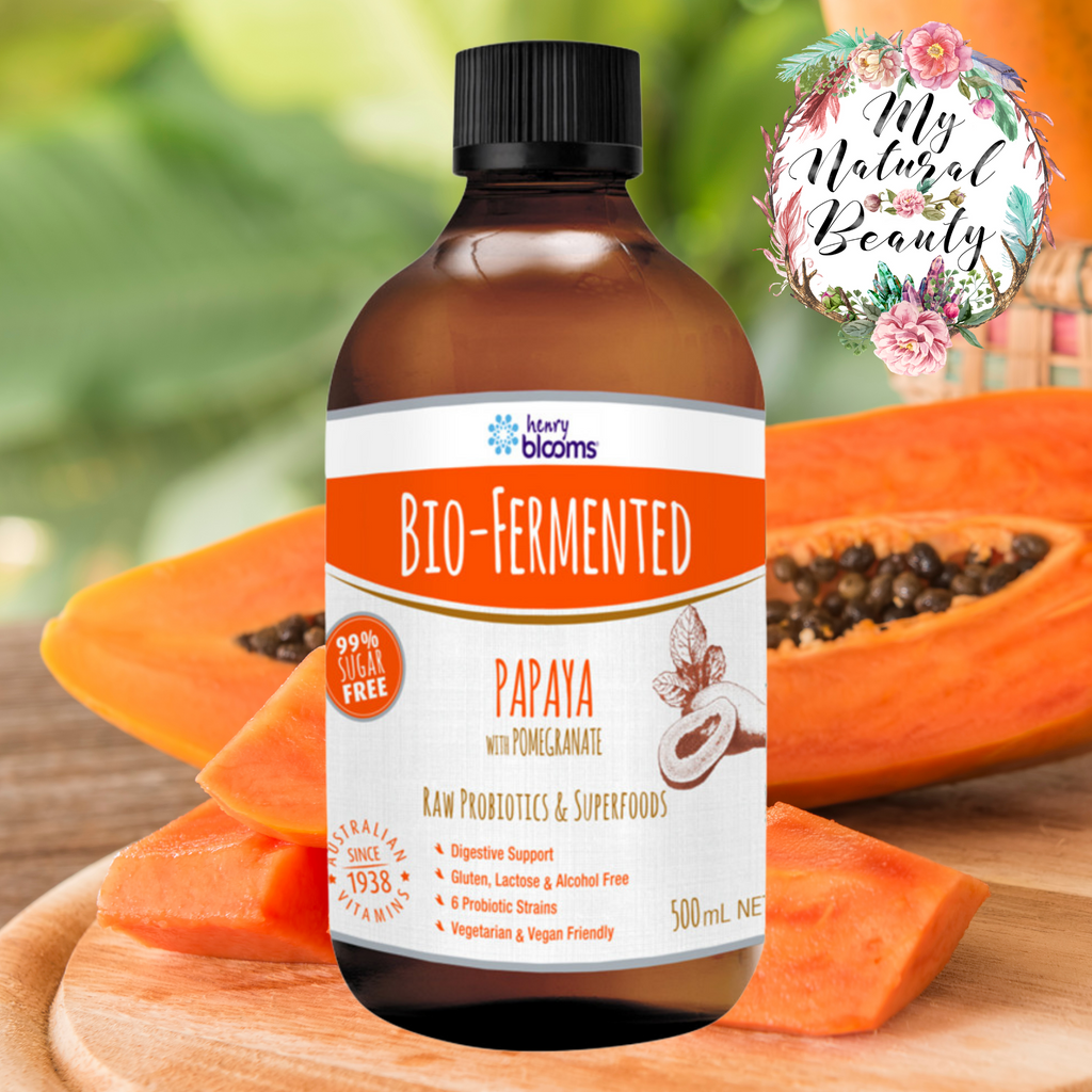 Henry Blooms Bio-Fermented Papaya with Pomegranate is a superfood-rich probiotic drink, great as a daily shot to support gut health and digestion for that extra spring in your step! 99% sugar free, alcohol and gluten free and vegan friendly, this happy-tummy liquid concentrate contains bio-fermented Papaya for digestive support. Add an antioxidant kick from Pomegranate and you have a winning daily combination together with probiotics for a naturally bio-fermented drink.