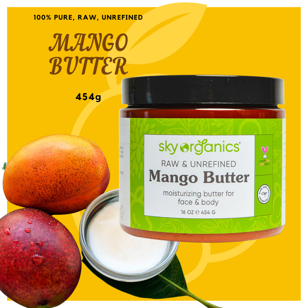 100% Pure Raw, Unrefined Mango Butter- 454g    Sky Organics, Mango Butter, Raw & Unrefined, 16 oz (454 g) Australia.