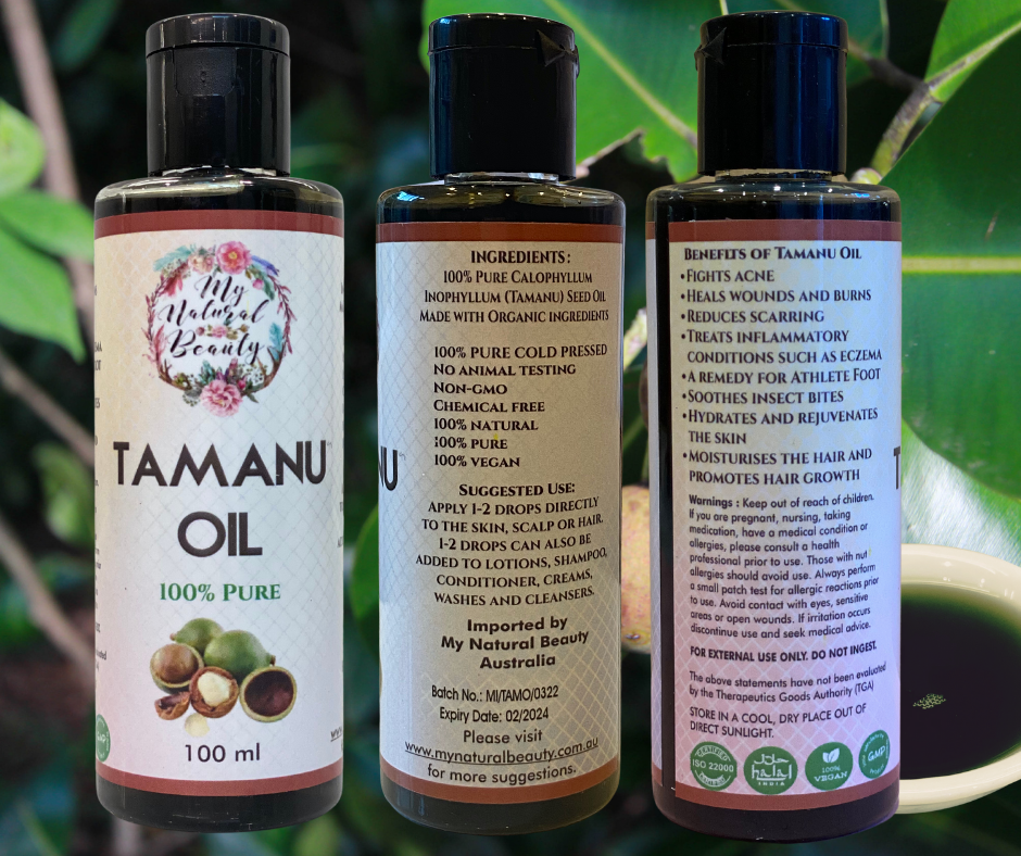 Tamanu Oil - 100% Pure- Cold-Pressed- Unrefined- Hair, Scalp, Skin and Nails
