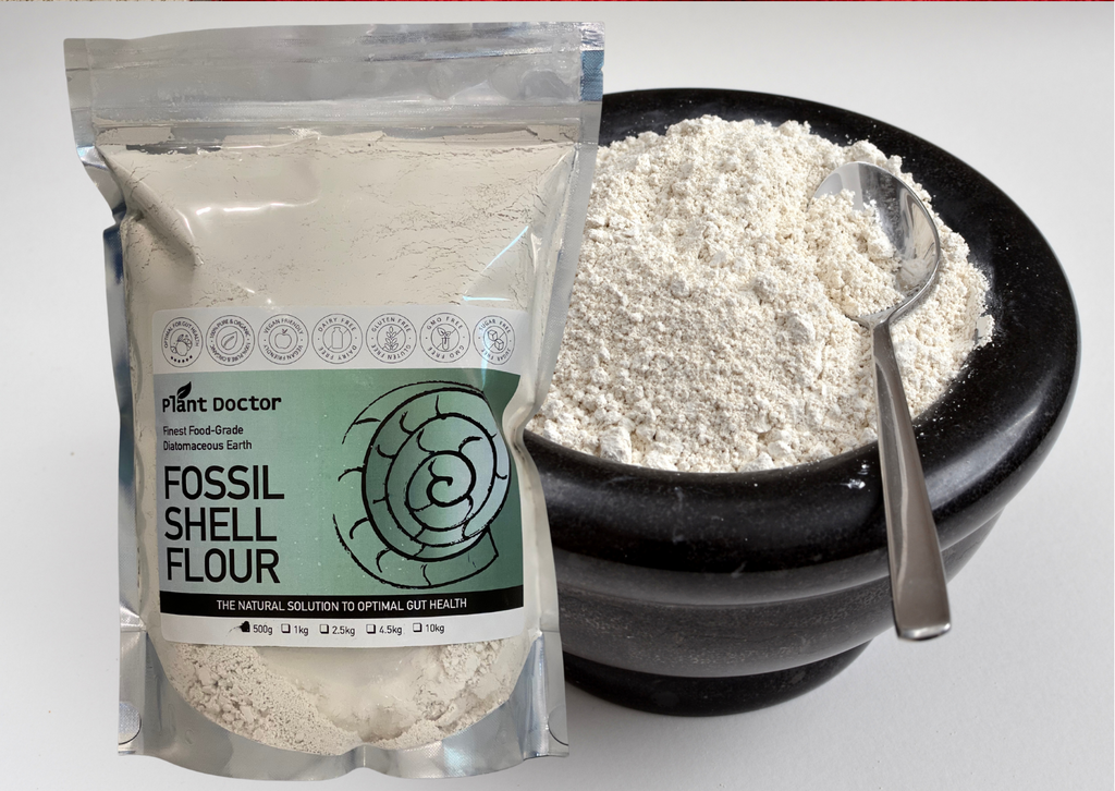 Description:   Fossil Shell Flour is a natural product derived from the fossilised remains of microscopic shells of freshwater aquatic organisms called diatoms. This 100% pure plant based whole food has many health benefits and provides a natural source of silica.
