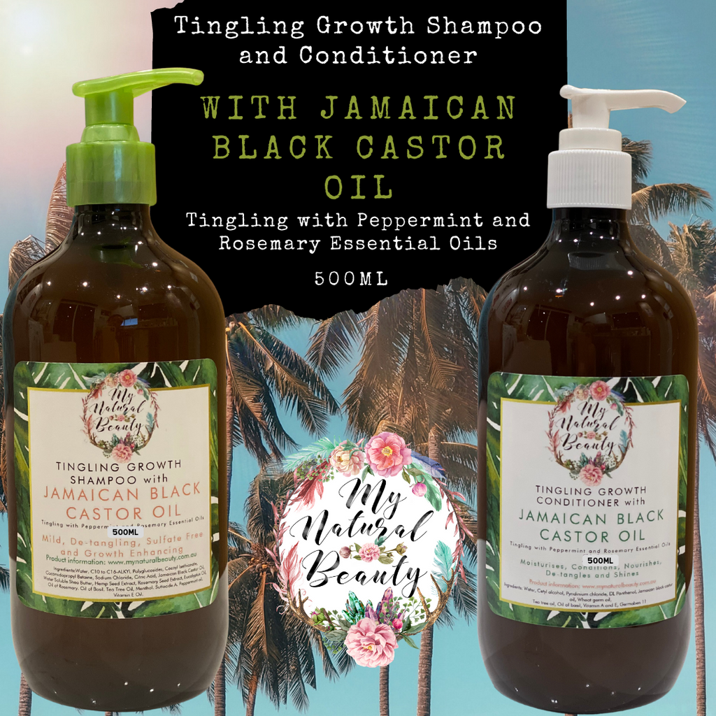 TINGLING GROWTH SHAMPOO with JAMAICAN BLACK CASTOR OIL Tingling with Peppermint and Rosemary Essential Oils