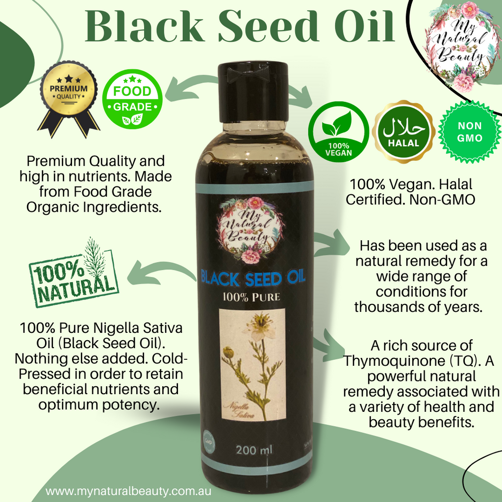 100% Pure Black SEED OIL -ORGANIC- NIGELLA SATIVA- QUALITY Cold Pressed 200ml. Buy Online Australia. 