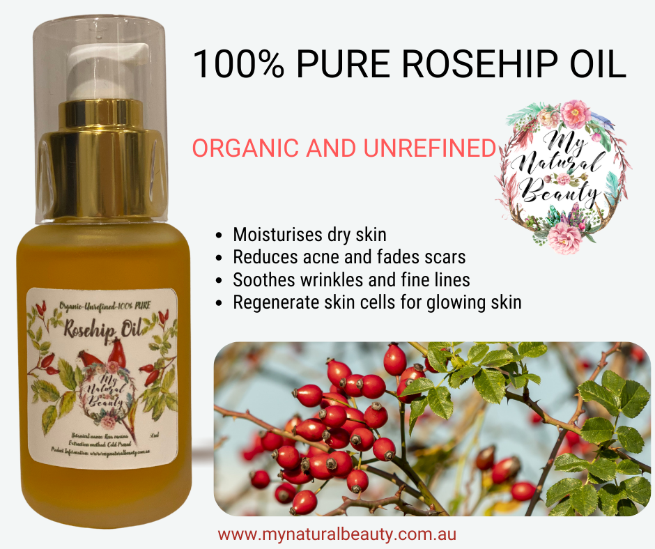 100% Pure Rosehip Oil- Organic – Unrefined- 50ml INGREDIENTS- 100% PURE Organic Rosehip Oil Australia
