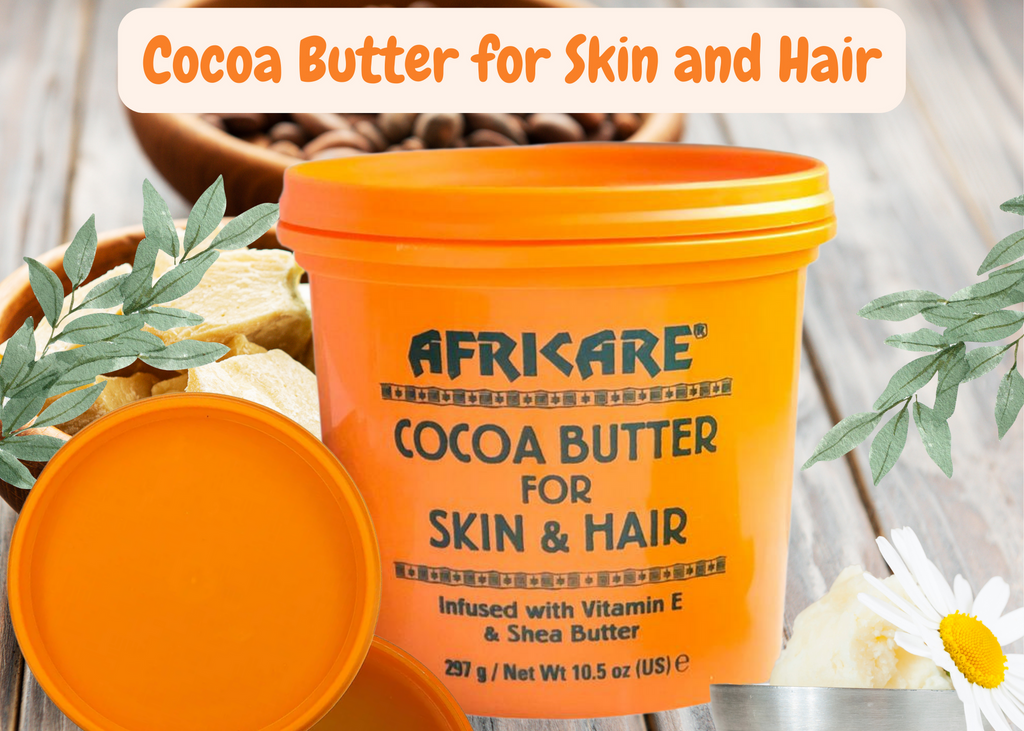  Cocoa Butter for Skin & Hair is specially formulated with Shea Butter and Vitamin E to repair dry and damaged skin. This rich moisturiser helps prevent stretch marks, soften skin marks and eliminate ash. When used on hair it helps condition, moisturise and enhance all hair types. Use daily and you will see and feel the difference.  