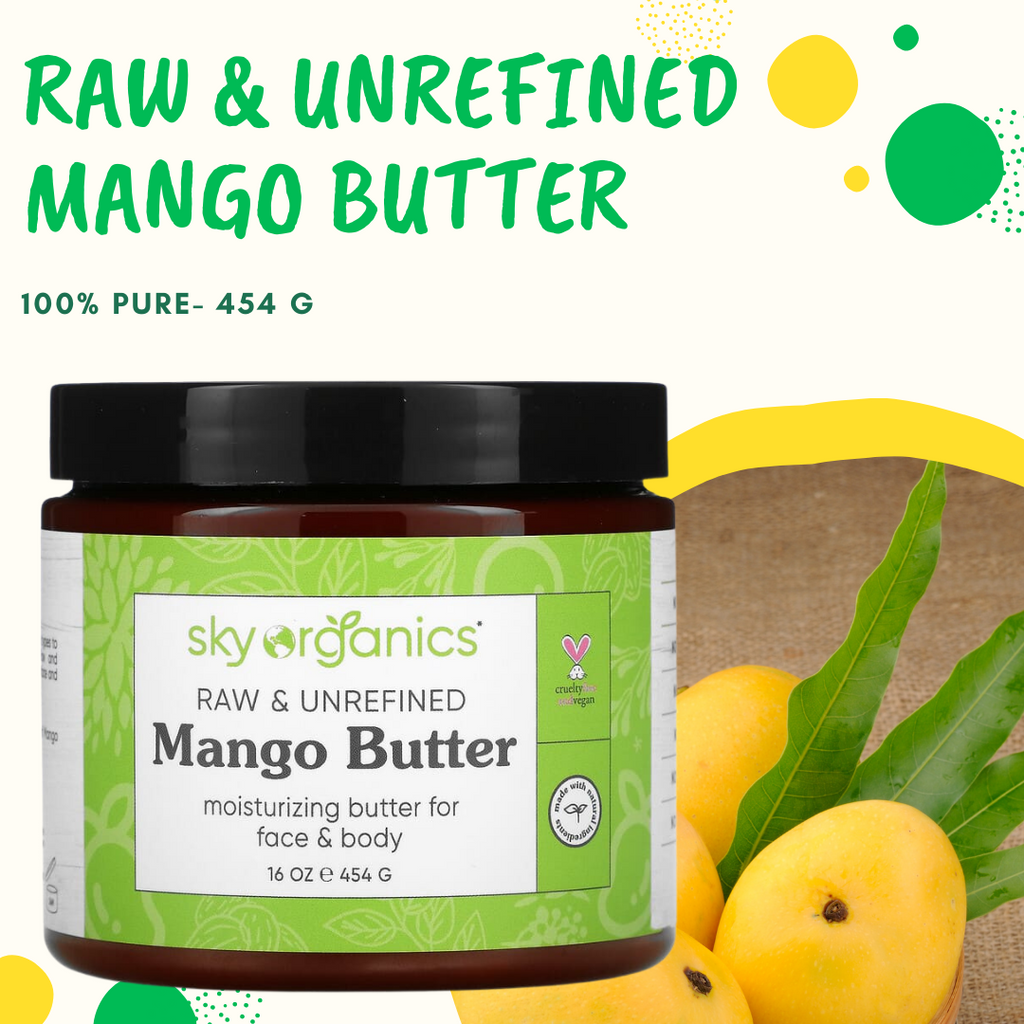100% Pure Raw, Unrefined Mango Butter- 454g    Sky Organics, Mango Butter, Raw & Unrefined, 16 oz (454 g)