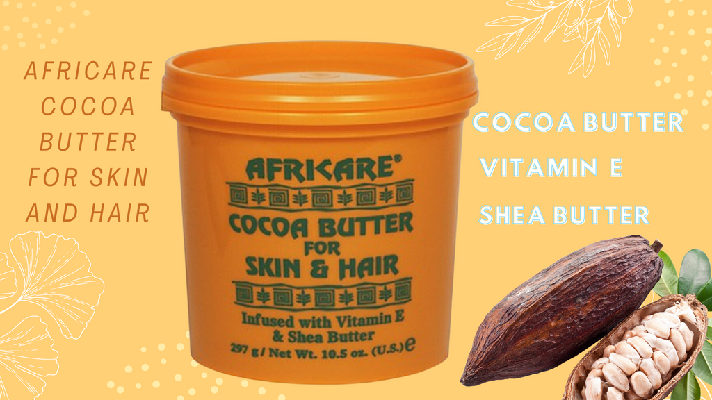 Africare Cocoa Butter for Skin and Hair     Product overview     Cococare, Africare, Cocoa Butter For Skin & Hair, 10.5 oz (297 g)   Infused with Vitamin E & Shea Butter   Africare Cocoa Butter for Skin and Hair is infused with vitamin E and shea butter. Daily use will help soften skin marks and eliminate ash. Your skin and hair will feel soft and conditioned.