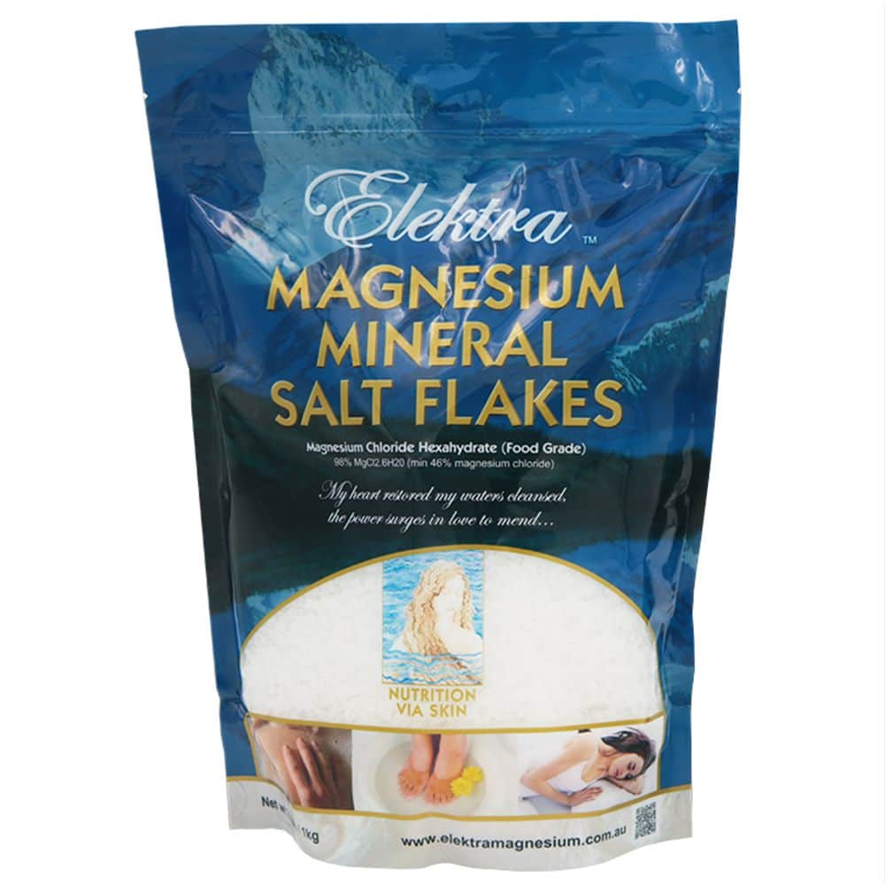 Magnesium Flakes (food grade)- 1kg  Elektra Magnesium Chloride Flakes 1Kg. From FOOD Grade. No Lead No Mercury.  