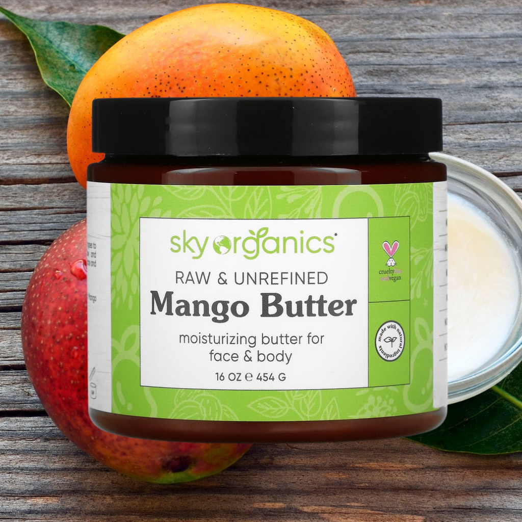 100% Pure Raw, Unrefined Mango Butter- 454g    Sky Organics, Mango Butter, Raw & Unrefined, 16 oz (454 g) Australia.