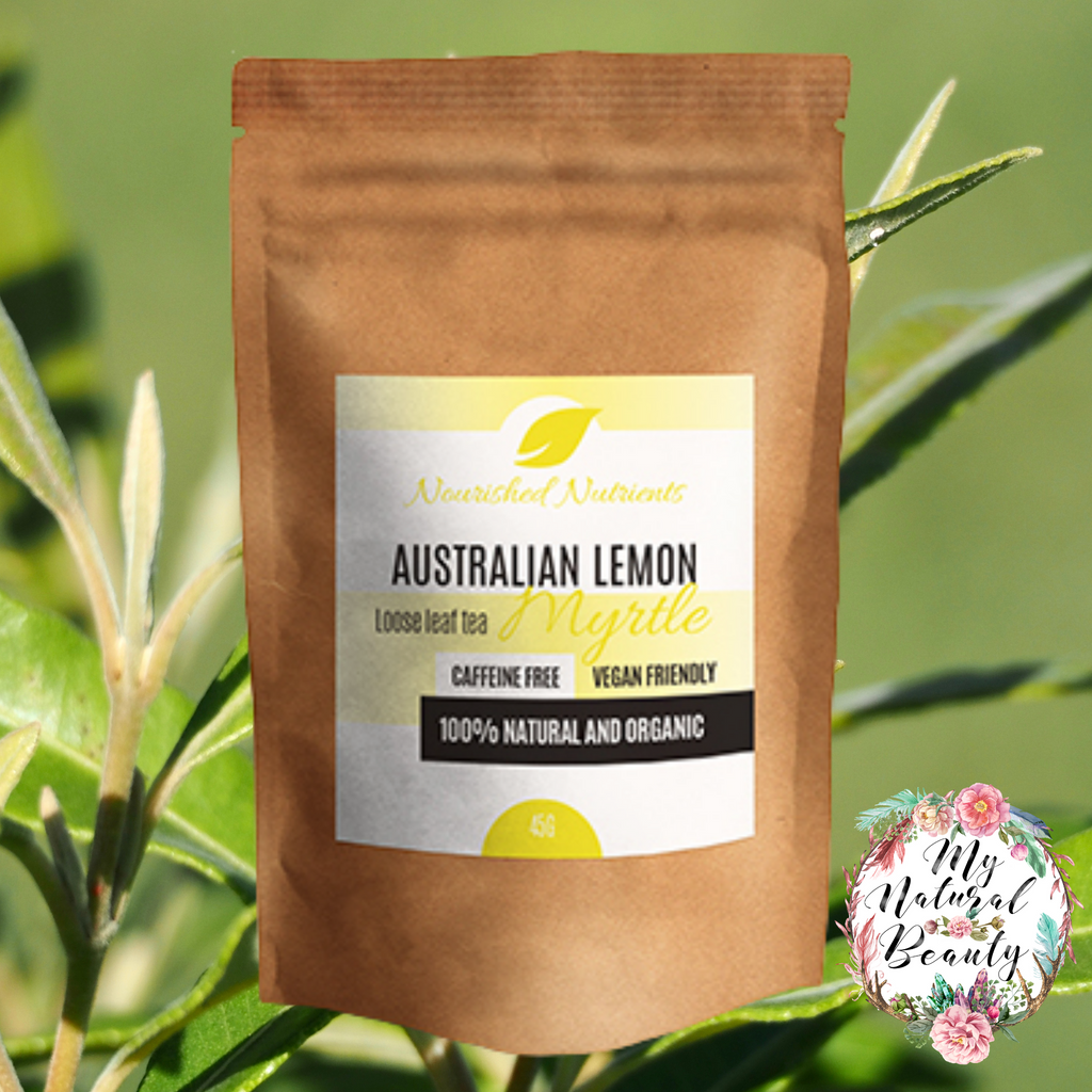 Lemon Myrtle Loose Leaf Tea- 45g  AUSTRALIAN   Brand- Nourished Nutrients    Australian Lemon Myrtle tea- 45g   CAFFEINE FREE- VEGAN FRIENDLY 100% Natural          Ingredients:   100%  Australian Lemon Myrtle (Backhousia citriodora)