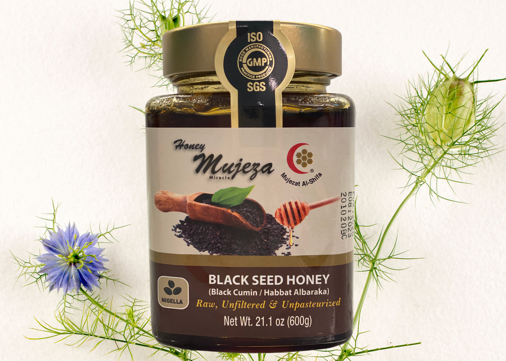 Mujeza Black Seed Honey is 100% Natural, unpasteurised and raw which maintains all natural enzymes, pollens, amino acids, propolis, vitamins, minerals, flavour, and colour.