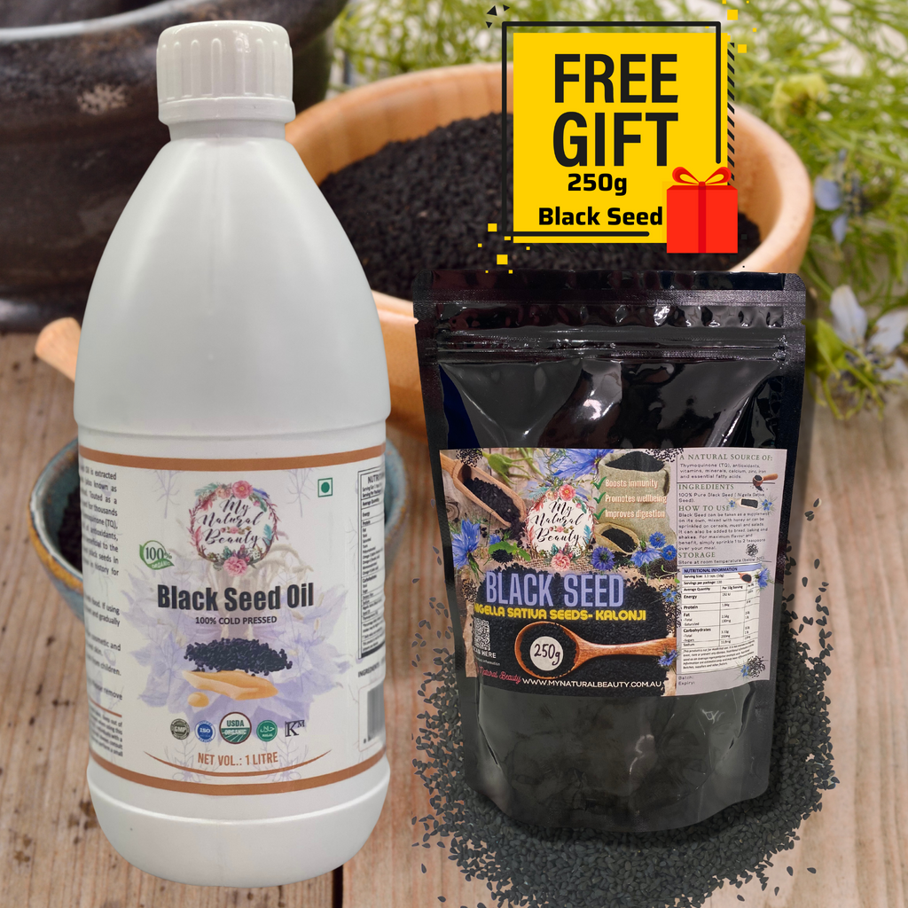 1 Litre Organic Black Seed Oil + FREE GIFT: 250g of Black Seeds (gift value $12.95)
