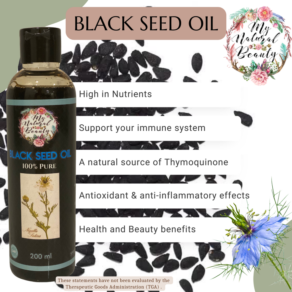 BLACK SEED OIL- 200ml 100% PURE and NATURAL NIGELLA SATIVA OIL (Cold-Pressed) Ingredients: 100% NIGELLA SATIVA OIL (Cold-Pressed). FREE Shipping Australia wide. Ships Worldwide.