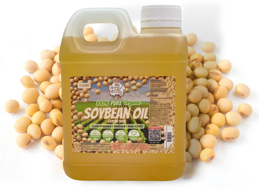 Soybean Oil (also known as Soya Bean Oil and Glycine Soja Oil) is a wonderful natural product that can be used on its own on the skin and hair or as a highly beneficial ingredient in many DIY cosmetic hair and beauty formulations. Soybean Oil is becoming increasingly popular with massage therapists because the oil is very light, and an excellent alternative to Sweet Almond Oil. 