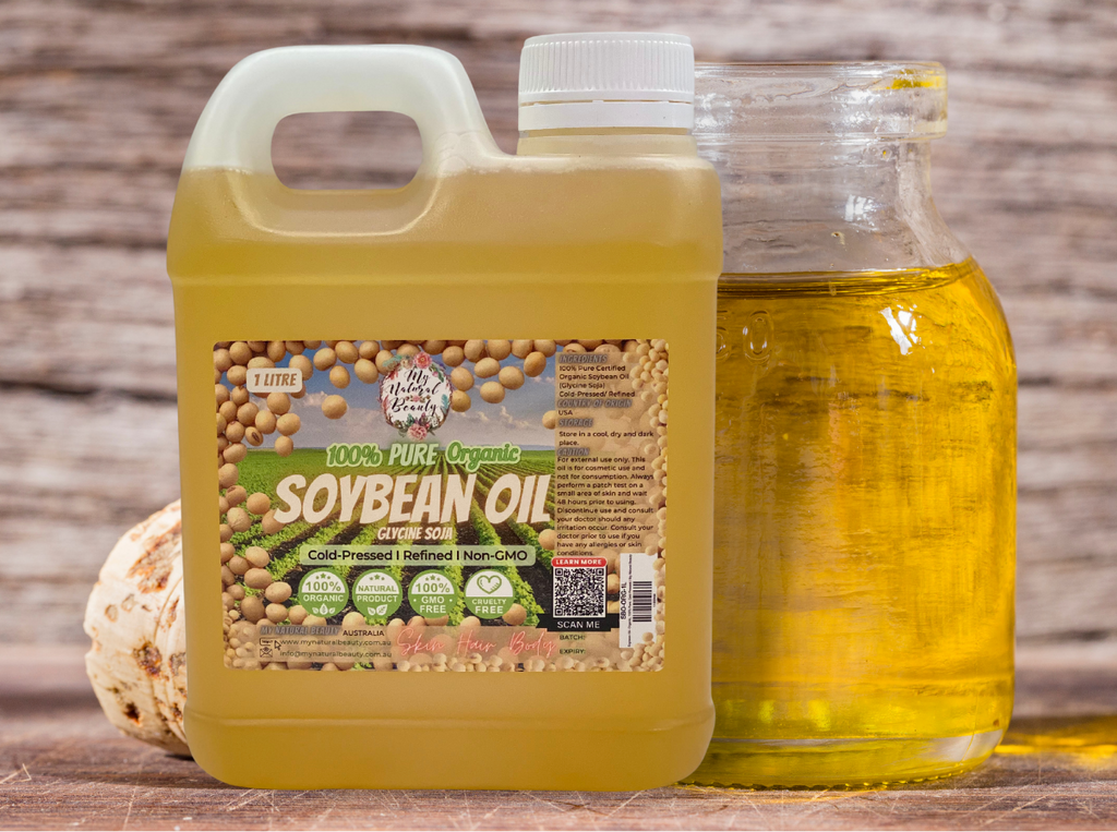 Soybean Oil (also known as Soya Bean Oil and Glycine Soja Oil) is a wonderful natural product that can be used on its own on the skin and hair or as a highly beneficial ingredient in many DIY cosmetic hair and beauty formulations. Soybean Oil is becoming increasingly popular with massage therapists because the oil is very light, and an excellent alternative to Sweet Almond Oil. 