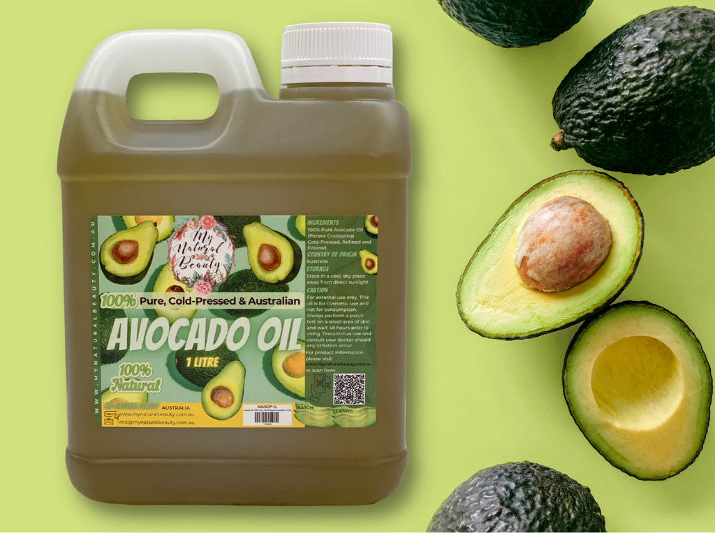100% Pure Australian Avocado Oil- 1 Litre   PREMIUM COLD-PRESSED AVOCADO OIL. 100% Natural, Pure and Home Grown Australian!   A wonderful natural product that can be used on its own on the skin and hair or as a highly beneficial ingredient in many DIY cosmetic hair and beauty formulations.