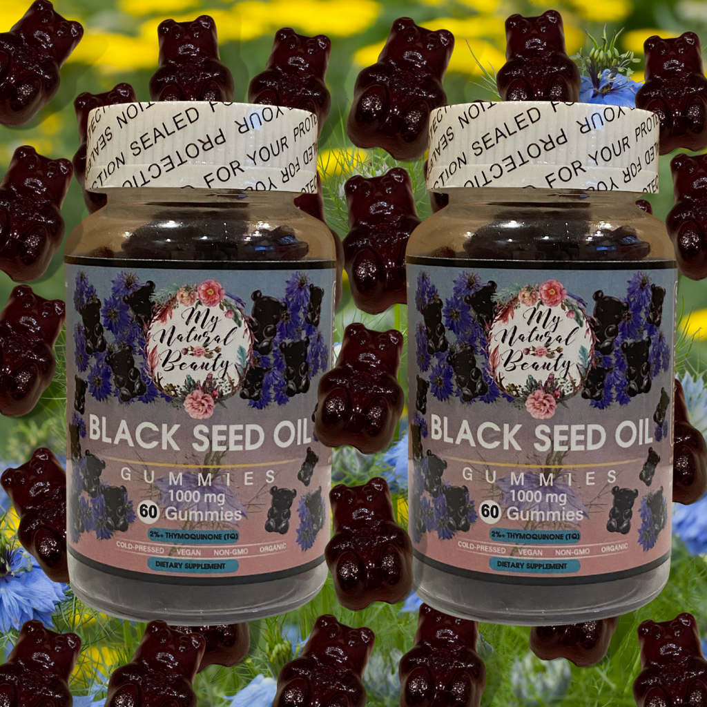 BLACK SEED OIL GUMMIES- 120 Gummies (2 jars of 60)     You will receive 2x jars of 60 gummies (120 gummies total). You will also receive free shipping Australia Wide! Save $10.00. Usually $39.95 per jar.   BLACK SEED OIL GUMMY BEARS. COLD-PRESSED.  MAXIMUM POTENCY. VEGAN. NON-GMO.      1000mg of Black Seed Oil per serving. 2% Thymoquinone (TQ).. Australia.