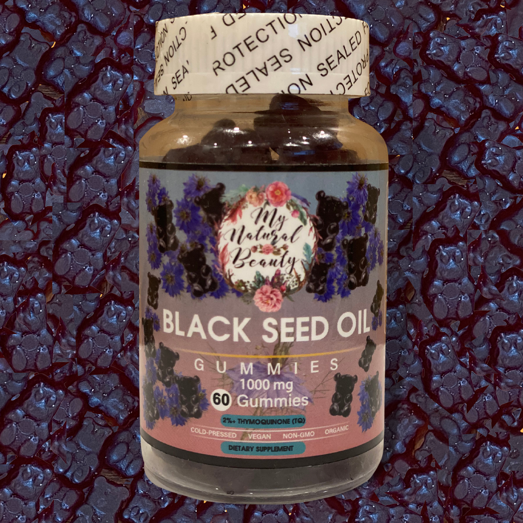 BLACK SEED OIL GUMMIES Australia- 60 Gummies    BLACK SEED OIL GUMMY BEARS. COLD-PRESSED.  MAXIMUM POTENCY. VEGAN. NON-GMO.    1000mg of Black Seed Oil per serving. 2% Thymoquinone (TQ).