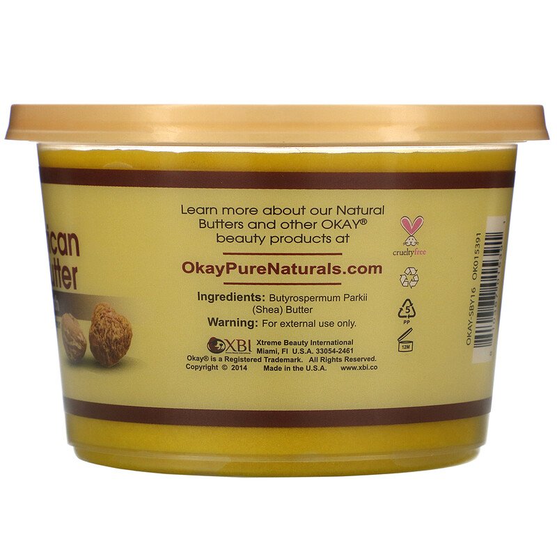 Okay Pure Naturals, African Shea Butter, Yellow Smooth, 13 oz (368 g) x 2     OKAY Pure Naturals Shea Butter Yellow Smooth - All Natural, 100% Pure- Unrefined- Daily Skin Moisturiser For Face & Body- Softens Tough Skin- Moisturizes Dry Skin- Adds Shine & Luster To Hair-Alleviates Scalp Dryness 13 oz / 368g.