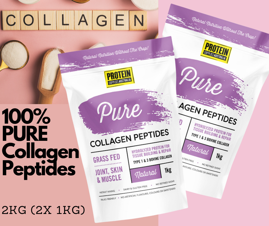 Protein Supplies Australia Collagen Peptides Pure 1kg or 2kg (2x 1kg)